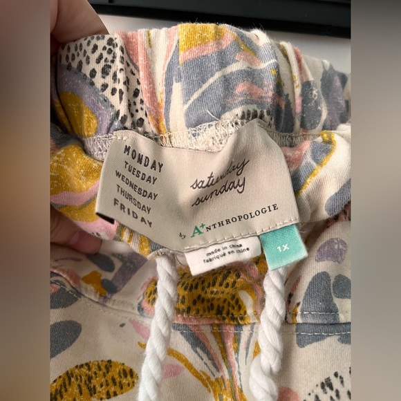 Anthropologie Floral Joggers 1X Saturday Sunday Pastel Colors - Picture 6 of 10